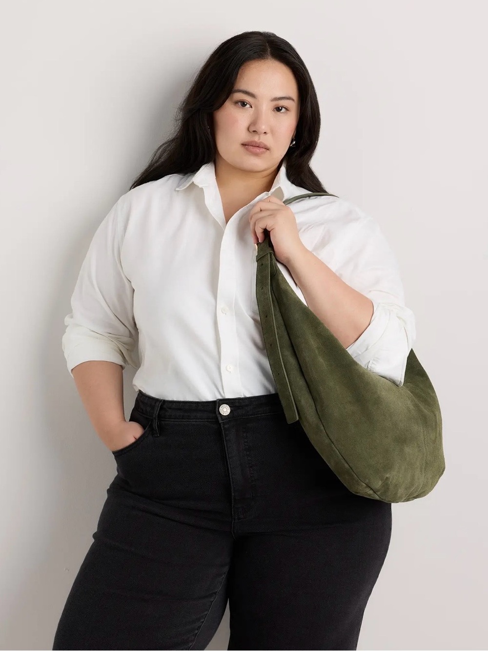 Italian Suede Crescent Shoulder Bag